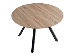 Mesa Comedor Alfa Extensible 120/160cm Melamina Roble/Negro, Patas Metal