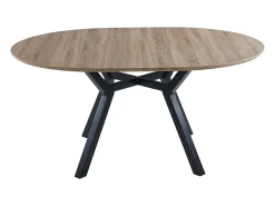 Mesa Comedor Alfa Extensible 120/160cm Melamina Roble/Negro, Patas Metal