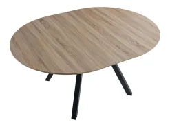 Mesa Comedor Alfa Extensible 120/160cm Melamina Roble/Negro, Patas Metal