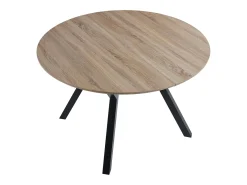 Mesa Comedor Alfa Extensible 120/160cm Melamina Roble/Negro, Patas Metal