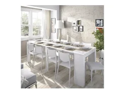 Mesa comedor Bailen multifuncion extensible en blanco brillo. 77 cm(alto)54-101-147-194-24
