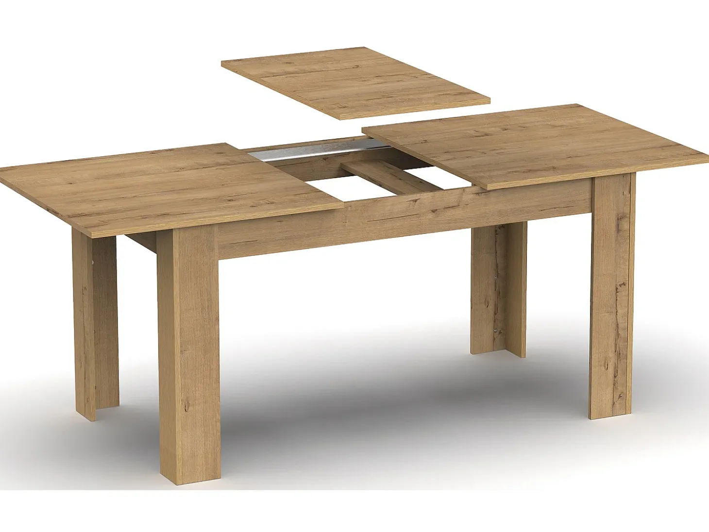 Mesa Comedor extensible en aglomerado y melamina color Roble dorado - Longitud 140-195 x Profundidad 80 x Altura 77 cm