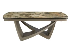 Mesa comedor extensible ovalada barril mármol porcelánico y acero taupé metalizado 1152 ANGEL CERDA