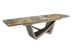 Mesa comedor extensible ovalada barril mármol porcelánico y acero taupé metalizado 1152 ANGEL CERDA