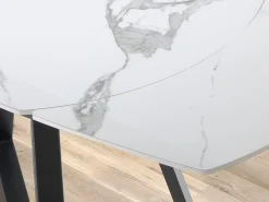 Mesa comedor extensible ovalada barril mármol porcelánico y acero negro 1096 ANGEL CERDA