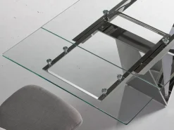 Mesa comedor extensible rectangular cristal templado y acero cromado 1027 ANGEL CERDA