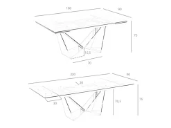 Mesa comedor extensible rectangular cristal templado y acero cromado 1027 ANGEL CERDA