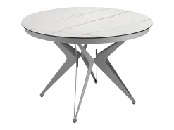 Mesa comedor extensible redonda mármol porcelánico y acero gris 1119 ANGEL CERDA