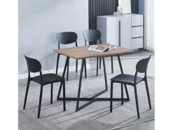 Mesa Comedor Madera Estilo Industrial, Patas metálicas En Color Negro, Mesa Rectangular, Medidas 100 cm (Largo) x 70 cm (Ancho) 76 cm (Alto)