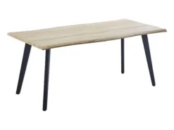 Mesa Comedor Madera Estilo Industrial, Patas metálicas Negras, Mesa Rectangular, Gran Calidad, Medidas 180 cm (Largo) x 90 cm (Ancho) 76 cm (Alto)