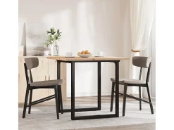 Mesa comedor marco O madera maciza pino y hierro 90x90x75,5 cm ES343568