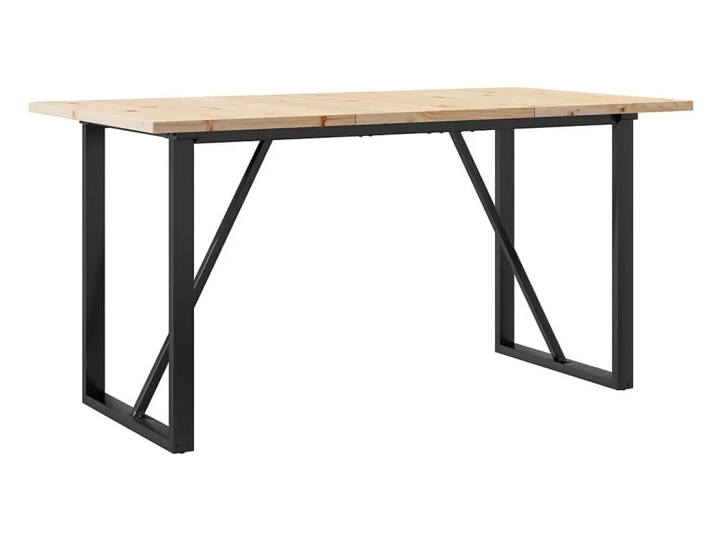 Mesa comedor marco O madera maciza pino y hierro 140x80x75,5 cm