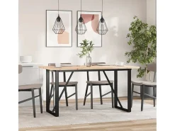 Mesa comedor marco O madera maciza pino y hierro 140x80x75,5 cm