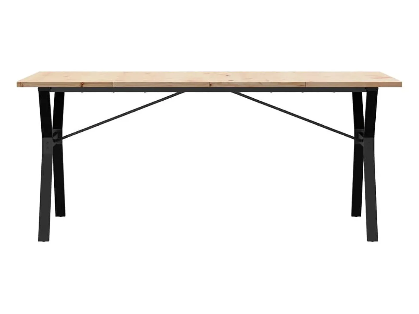 Mesa comedor marco Y madera maciza pino y hierro 180x90x75,5 cm