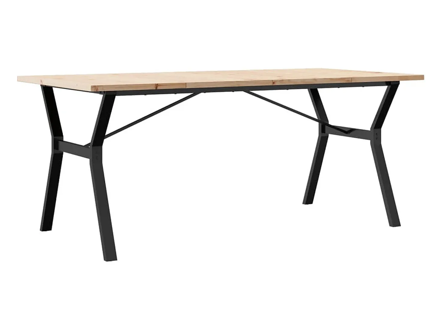 Mesa comedor marco Y madera maciza pino y hierro 180x90x75,5 cm