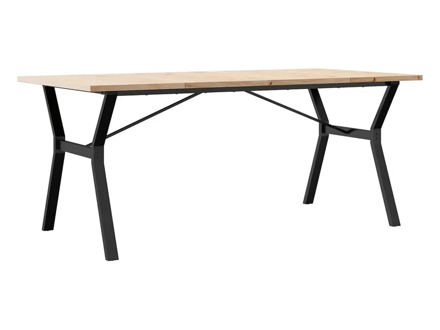 Mesa comedor marco Y madera maciza pino y hierro 180x90x75,5 cm