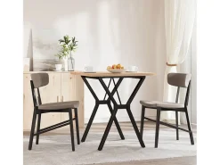 Mesa comedor marco Y madera maciza pino y hierro 70x70x75,5 cm
