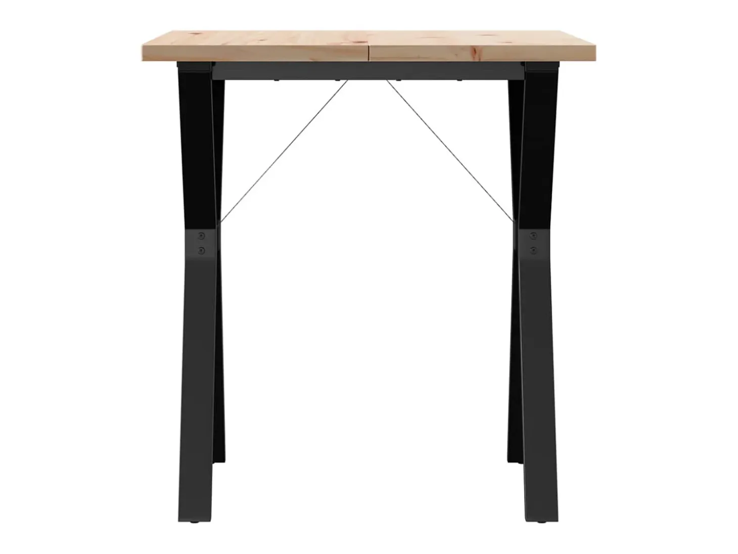 Mesa comedor marco Y madera maciza pino y hierro 70x70x75,5 cm
