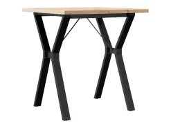 Mesa comedor marco Y madera maciza pino y hierro 70x70x75,5 cm