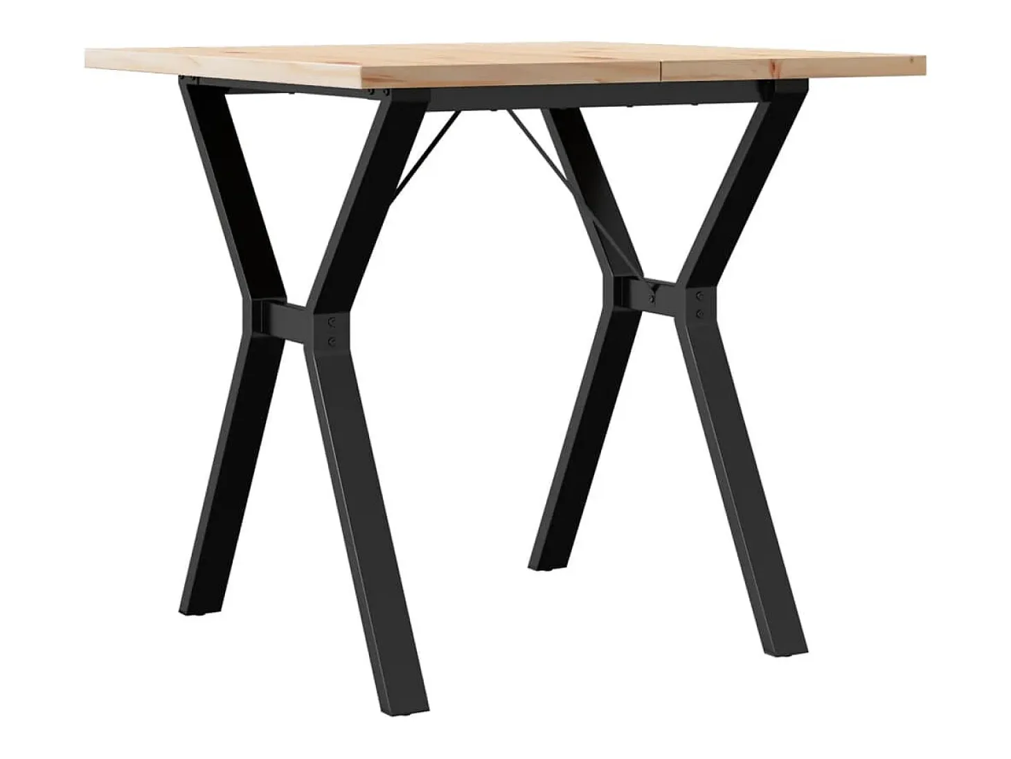 Mesa comedor marco Y madera maciza pino y hierro 80x80x75,5 cm