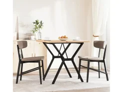 Mesa comedor marco Y madera maciza pino y hierro 80x80x75,5 cm