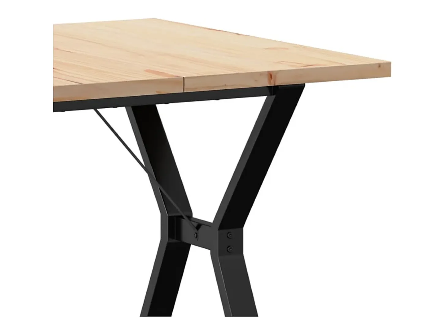 Mesa comedor marco Y madera maciza pino y hierro 80x80x75,5 cm