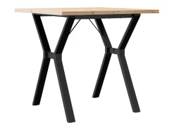 Mesa comedor marco Y madera maciza pino y hierro 80x80x75,5 cm