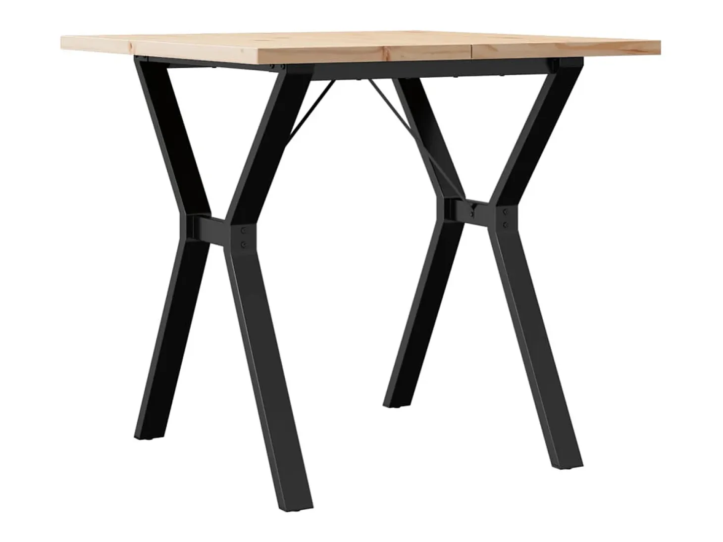 Mesa comedor marco Y madera maciza pino y hierro 80x80x75,5 cm