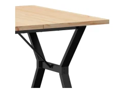 Mesa comedor marco Y madera maciza pino y hierro 90x90x75,5 cm