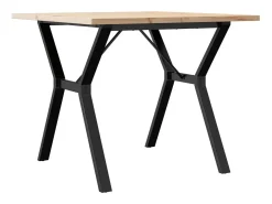 Mesa comedor marco Y madera maciza pino y hierro 90x90x75,5 cm