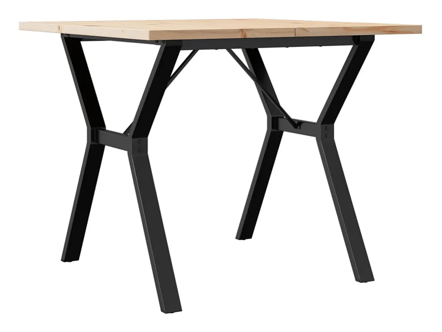 Mesa comedor marco Y madera maciza pino y hierro 90x90x75,5 cm