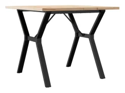 Mesa comedor marco Y madera maciza pino y hierro 90x90x75,5 cm
