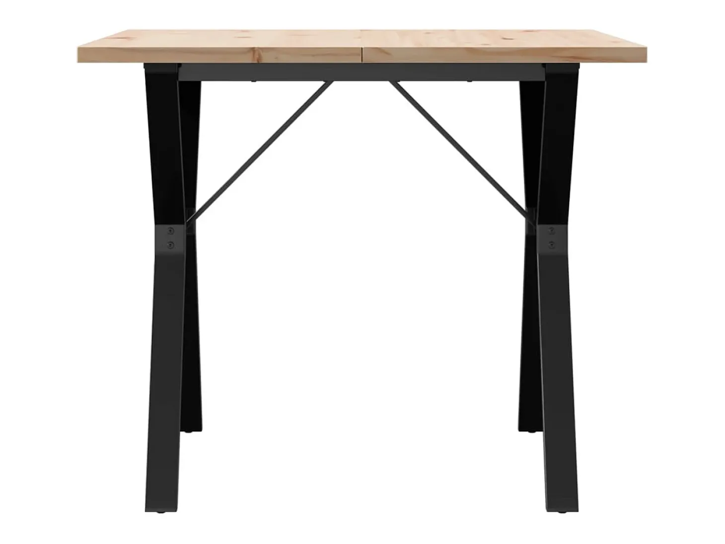 Mesa comedor marco Y madera maciza pino y hierro 90x90x75,5 cm