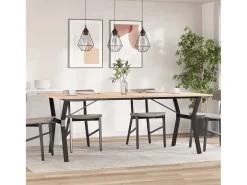 Mesa comedor marco Y madera maciza pino y hierro 200x100x75 cm ES598572