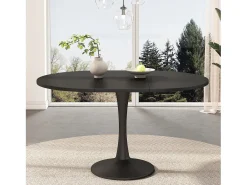 Mesa comedor ovalada extensible - 100/140 x 100 x 75 cm - MDF - Negro