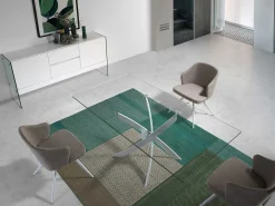 Mesa comedor rectangular cristal templado y acero blanco 1138-160x95 ANGEL CERDA