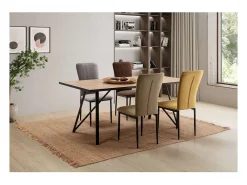 Mesa comedor rectangular DANIEL en acabado bocamina/negro, 76cm(alto) 180cm(ancho) 90cm(la