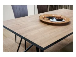 Mesa comedor rectangular DANIEL en acabado bocamina/negro, 76cm(alto) 180cm(ancho) 90cm(la