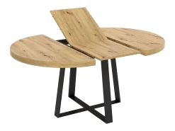 Mesa comedor redonda Aduna extensible 6 en madera clara y negro 77x110-158 cm