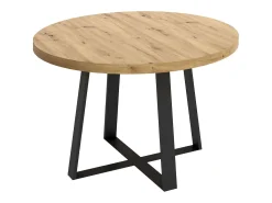 Mesa comedor redonda Aduna extensible 6 en madera clara y negro 77x110-158 cm