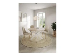 Mesa comedor redonda ALEJANDRO acabado sahara/blanco, 77cm(alto) 120cm(ancho) 120cm(largo)
