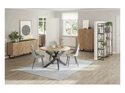 Mesa comedor redonda ALEJANDRO acabado natural/negro, 77cm(alto) 120cm(ancho) 120cm(largo)