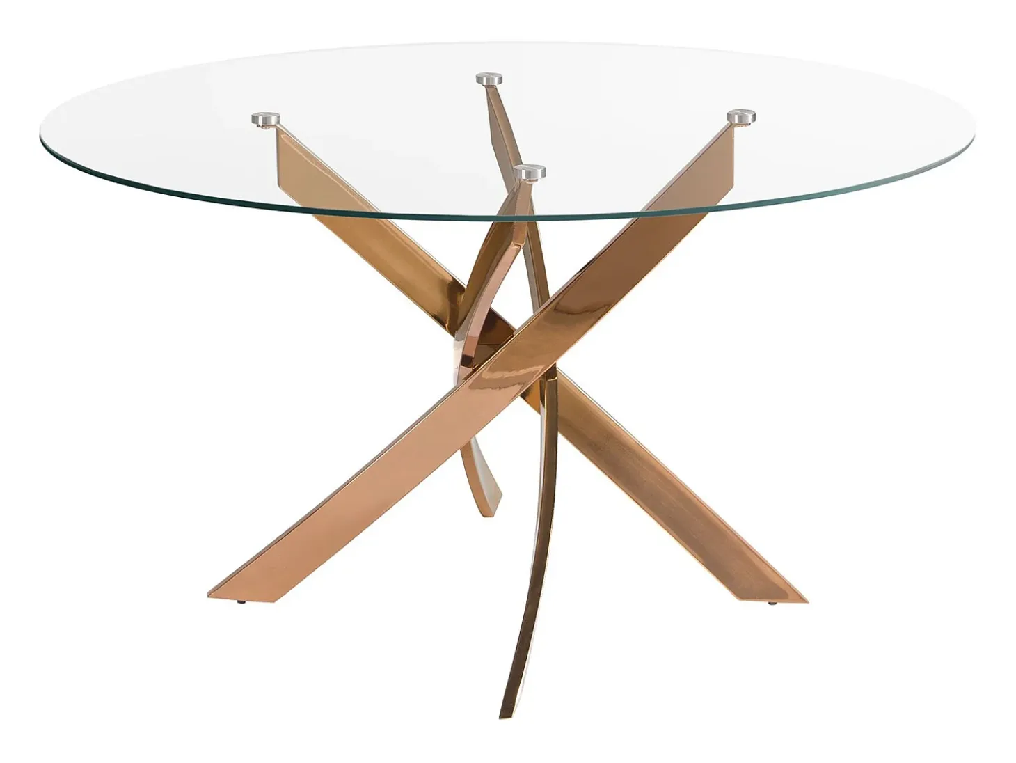 Mesa comedor redonda cristal templado y acero rosa 1169-Ø130 ANGEL CERDA