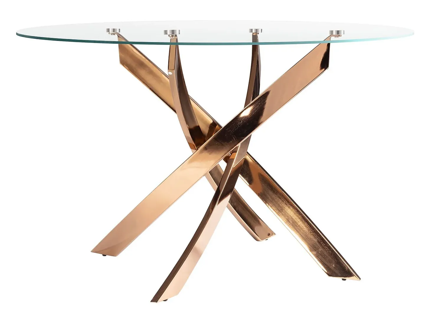 Mesa comedor redonda cristal templado y acero rosa 1169-Ø110 ANGEL CERDA