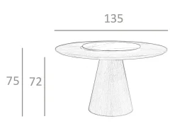 Mesa comedor redonda giratoria nogal 1016 ANGEL CERDA