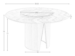 Mesa comedor redonda nogal 1130 ANGEL CERDA