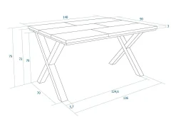 Mesa Comedor, 140x90x74 cm, Para 6 comensales, Muebles Comedor, Roble oscuro