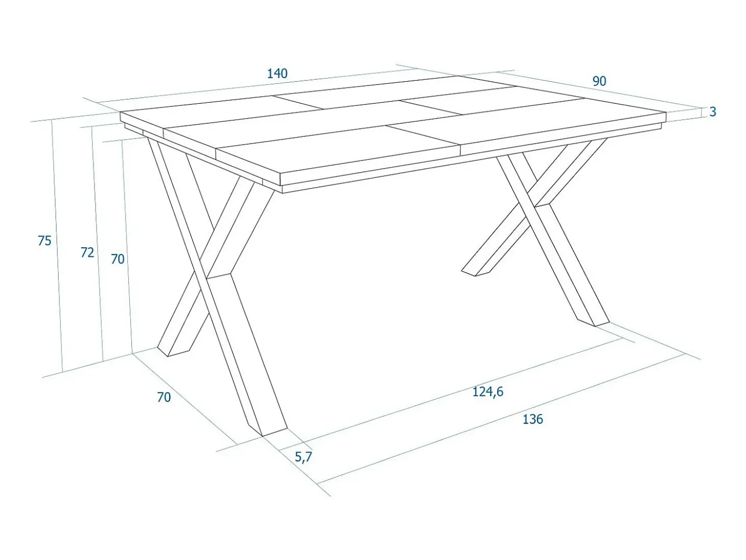 Mesa Comedor, 140x90x74 cm, Para 6 comensales, Muebles Comedor, Roble oscuro