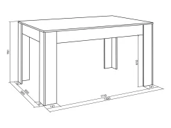 Mesa Comedor, 140x90x76cm, Para 6 comensales, Muebles Comedor, Blanco y Cemento