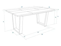Mesa Comedor, 167x90x74cm, Para 8 Comensales, Muebles Comedor, Roble y negro